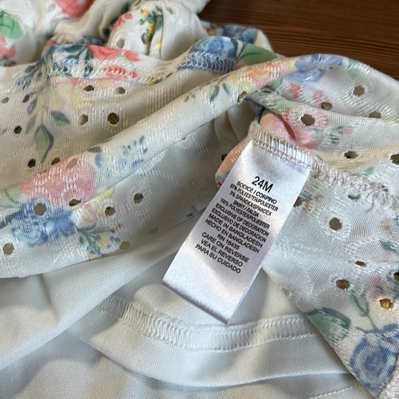 24M Girls Floral Dress With Matching Bloomers Stretchy Comfy Material - Picture 5 of 7